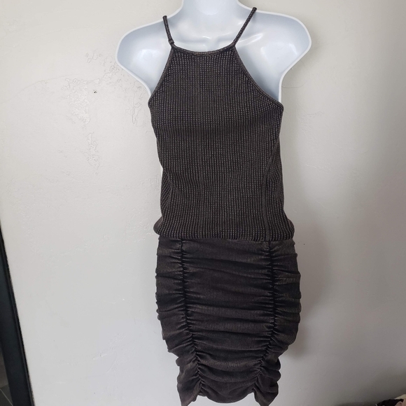Free People One NWT Women's XS Katya Washed Black Bodycon Dress Waffle Knit - Picture 7 of 9